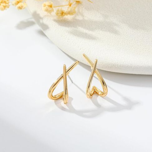 Apsvo Gold Earrings for Women Trendy,14K Gold Stud Earrings Hypoallergenic Earring for Women Gifts Minimalist Simple Dainty Earrings Jewelry in Saudi Arabia