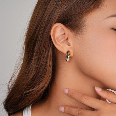 Sylph Tiger Eye Stud Earrings for Women Gold Post Earring Round Gemstone Earrings Vintage Elegant Jewelry Boho Earring for Women in Kuwait