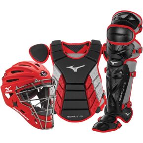 Mizuno Samurai Youth Baseball Boxed Catcher's Gear Set, Black-Red, 14" Youth Boys