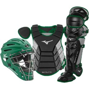 Mizuno Samurai Youth Baseball Boxed Catcher's Gear Set, Black-Forest, 14" Youth Boys