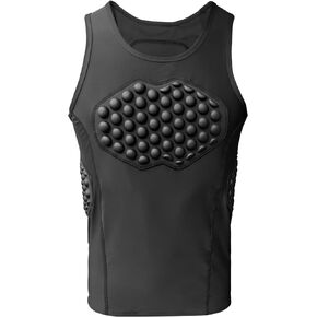 Topeter Football Padded Shirts with Rib/Chest/Back Pads Protector, Basketball Protective Compression Undershirt for Men