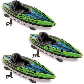 Intex Challenger K1 1-Person Inflatable Sporty Kayak w/Oars and Pump