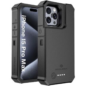 ZEROLEMON Battery Case for iPhone 15 Pro Max, 10000mAh 18W Fast Charging, Wireless Charging Supported, RuggedJuicer Extended Battery Charger with Rugged Cover for iPhone 15 Pro Max Black