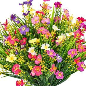 Artificial Flowers Outdoor Fake Flowers UV Protection Simulation Plants Spring/Summer Decoration Garden Porch Window Frame Decoration (12 Bundles, Multicolour) in Saudi Arabia