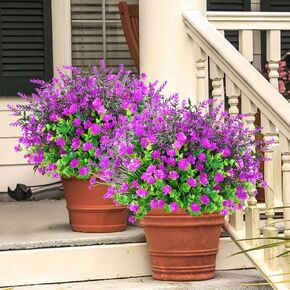 Yastouay 9 Bundles Artificial Flowers for Outdoors Decoration, Colorful Outdoor Artificial Flowers UV Resistant Fake Flowers Greenery Shrubs Plants for Front Porch Window Box Hanging Garden Home