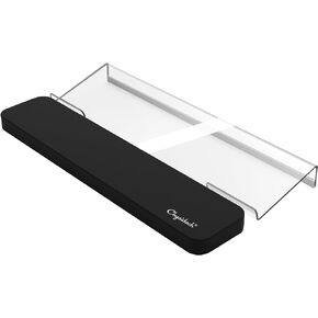 Tilted Computer Keyboard Stand and Wrist Rest for Easy Ergonomic Typing, Acrylic Keyboard Tilt Holder with PC Wrist Support for Desktop, with Upgraded Silicone Anti-Slip Case, Clear