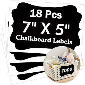 5 x 7 Inch Large Chalkboard Labels Stickers for Storage Bins Vinyl Reusable Chalk Label for Mason Jars,Blackboard Sticker for DIY Food Containers Pantry Glass Bottles18 Pcs