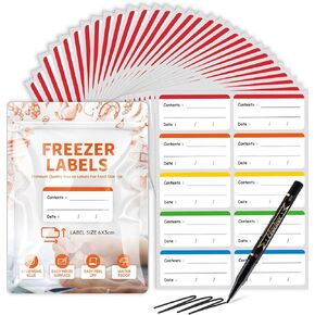 Coloured Food Labels Freezer Food Storage Labels Stickers, Fridge Stickers Removable for Food Containers, Freezer Meal Tags for Kitchen Organization (100 Pcs)
