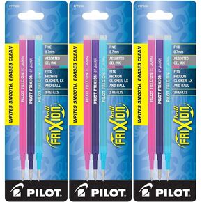 Pilot Refills for Frixion Erasable Gel Ink Pens, Fashion Assorted, Pack of 9 (77336)