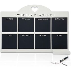 Empire Weekly Planner and Menu Board for Kitchen, Work Planner Blackboard, Wall Mounted Daily Planner with a Pen, to Do List, Dry Erase Meal Planner with White Cloth for Office & Home (Large, Blue)
