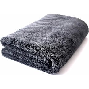 The Horizon Premium Microfiber Drying Towel, 1400 GSM, Edgeless Twisted Loop Design, One-Pass Drying for Cars, Trucks, SUVs, and Home, 24in x 36in, Gray & Aqua