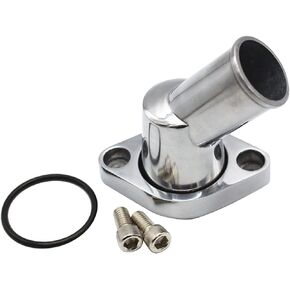 1 SET SHLPDFM chrome Steel Chevy Water Neck 45° Swivel Polished aluminum Water Neck Thermostat Housing Compatible with SBC BBC CHEVY 327 350 396 454 Engines