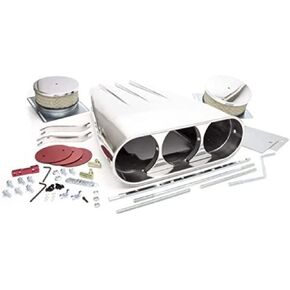Air Cleaner Assembly, Street Scoop, 20 in Length, Dual and Single 5-1/8 in Carb Flange, Aluminum, Polished, Kit