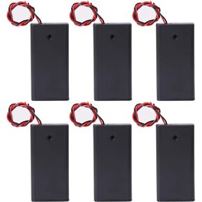 FOXTIP 2 AA Battery Holder with Leads and ON/Off Switch - 1.5V AA Battery Holder Case with Wire Leads and Switch （Pack of 6）
