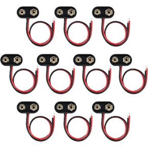9V Battery Connector,10 PCS T-Type 9 Volt Buckle Connector Hard Plastic for Equipment with Battery(T-Type, 10PCS)