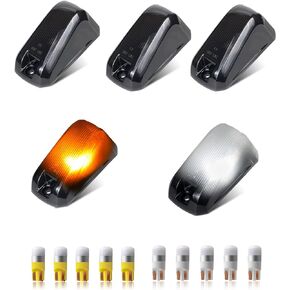 RUXIFEY Smoked Cab Roof Marker Lights w/10pcs LED Light Bulb Daytime Running Cab Light Lens Compatible with Ram ProMaster 1500 2500 3500