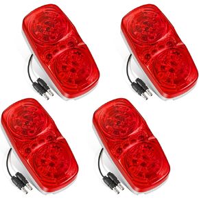 Partsam 4Pcs Amber Trailer RV [16 LED] Marker Lights with [Reflector Cup], Double Bullseye Side Marker Clearance Lights Indicators with [Bullet Plug] for Truck Camper Motorhome, 12V