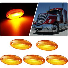 XtraGlow for International ProStar/LoneStar Workstar International Series Truck Cab Marker Roof Light 888-5125 Amber Lens Top Lights Assembly, 5Pcs