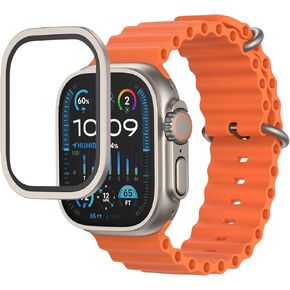 FLOLAB NanoArmour for Apple Watch Ultra 3 / Ultra 2 screen protector with Anti-Reflective for 49mm iWatch Ultra 1 Tempered Glass: Enhance Display, Easy to Install, Aluminum Frame - Original Black