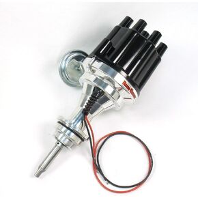Pertronix D142700 Flame-Thrower Plug and Play Vacuum Advance Black Cap Billet Electronic Distributor with Ignitor II Technology for Chrysler/Dodge/Plymouth 383-400