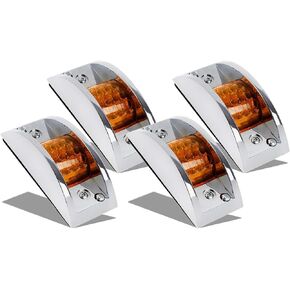 Partsam 4x Sealed Chrome Armored LED Trailer Clearance Light Side Marker Light 12LED Amber