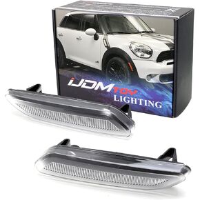 iJDMTOY Euro White/Clear Lens Front Fender Side Marker Blinker Light Housing Replacements Compatible With 2011-16 MINI Cooper R60 Countryman, 2013-16 R61 Paceman