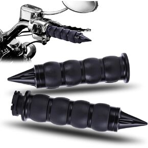 DREAMIZER Universal 1"(25mm) Black Spiked Head Motorcycle Hand Grips with Anti-Slip Rubber Compatiable with Harley Sportster Dyna Glide Softail Cruisers Choppers and More