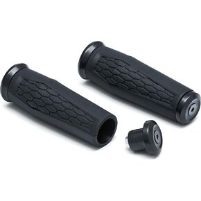 Kuryakyn 5929 Motorcycle Handlebar Accessory: Hex Grips with End Caps, Universal Fit for 7/8" Diameter Handlebars, Satin Black, 1 Pair