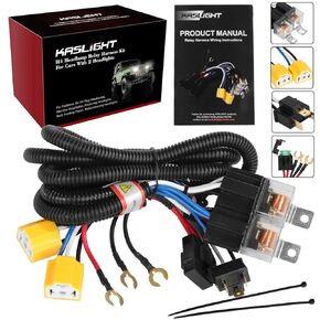 KASLIGHT H4 Relay Harness 1Set 2 H6054 7x6 6054 Polycarbonate Headlight H4 Relay Harness Pickup Headlights H4 Wiring Harness Kit For Toyota 95-97 Tacoma 88-95 Pickup Fix Dual Ground Problem, black