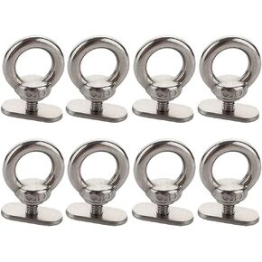 VTurboWay 8 Pack Full 316 SS, Track Mount Tie Down Eyelet, Hold Bungee Cord or Ropes Up to 0.6", Marine Hardware