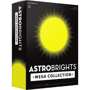 مجموعة Astrobrights Mega، بطاقات ملونة، أصفر نيون، 320 ورقة، 65 رطل/176 جرامًا للمتر المربع، 8.5 بوصة × 11 بوصة - المزيد من الأوراق! (91699)