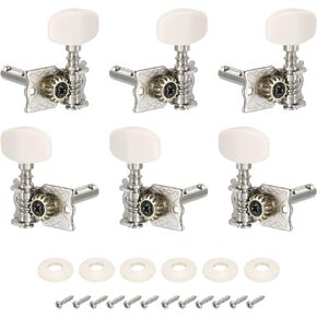 PATIKIL Classical Guitar String Tuning Pegs Chrome Plated Machine Heads Tuning Keys Tuners Single Hole for Classical Guitar 3L 3R, Beige, Pack of 6