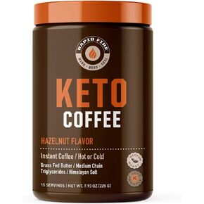 Ketogenic Fair Trade Instant Keto Coffee Mix, Supports Energy and Weight Management, Metabolism Booster, Grass Fed Butter, MCTs & Himalayan Salt, 15 servings, Caramel Macchiato Flavor, 7.93 Ounce