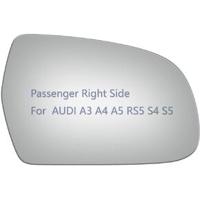 Side Mirror Glass fit for Audi A3 A4 A5 Quattro, RS5 S4 S5 Driver Left Side LH Flat, Including Adhesive (2010-2017)