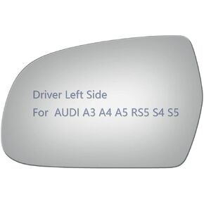 زجاج مرآة جانبية مناسب لسيارة Audi A3 A4 A5 Quattro، RS5 S4 S5 للسائق على الجانب الأيسر LH مسطح، بما في ذلك اللاصق (2010-2017) in Kuwait