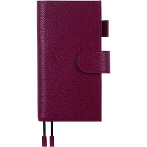 غطاء جلدي من Moterm لأسابيع Hobonichi - يناسب أسابيع Hobonichi/أسابيع Mega، مع جيب خلفي (أحمر كرزي مرصوف بالحصى)