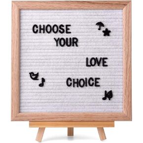UPASCON 10"x10" Changeable Felt Letter Boards with Oak Wood Frame,460 Letters and Patterns,for Messages,Menus,Planning