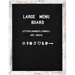 Large Black Felt Letter Board, 24 x 30 inches Changeable Letter Board with Letters, Numbers & Symbols, Wood Frame Black Felt Menu Board for Restaurant(ZMB-6080-1P)