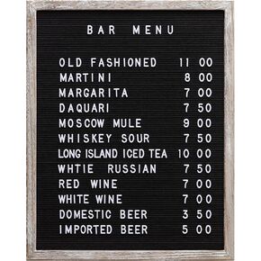 لوحة رسائل كبيرة جدًا قابلة للتغيير - لباد أسود مع إطار عتيق، حامل على الحائط، حقيبة قماش، مقص رسائل، صندوق رسائل و450 حرفًا 24 × 30 أسود/عتيق (LB5) in Kuwait