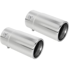 Pack of 2 Black Exhaust tip - Fit 1.75 to 2.5 Inch Exhaust Tail Pipe Diameter- Black Coated Stainless Steel - Car Muffler Tips