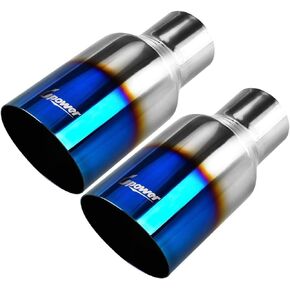 Upower Blue Burnt Exhaust Tip 2.5" Inlet 4" Outlet 9" Long 2 1/2" to 4" Exhaust Tailpipe Weld on Single Wall Slant Cut 304 Stainless Steel (2PCS)