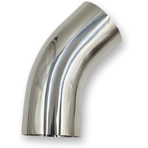 1.5 inch Exhaust Tube 45 Degree Elbow, Stainless Steel Exhaust Pipe Mandrel Bend, Thickness 16GA/.065" Wall Suitable for DIY Exhaust System Modification