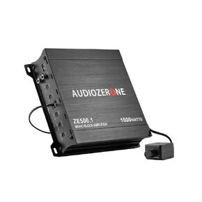 Car Audio Amplifier ZE500.1 1000W Monoblock Class D MOSFET Subwoofer Audio, 1-4 Ohm Stable, Low Pass Crossover, Mosfet Power Supply, Stereo