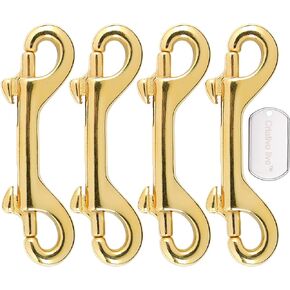 Brass Double End Snap Hook Clip Diving Hook 4 Pcs 5" for Diving pet Luggage Outdoor Mountaineering Tactical Equipment