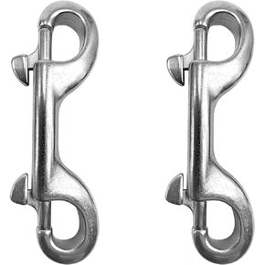 Amadget 2 Pcs 316 Stainless Steel Double Ended Bolt Snap Hook Boat Marine Grade Diving Clips, Trigger Chain Clip for Diving, Pet Leash, Camera Strap, Keychain, Hammock(3-1/2Inch Silver)