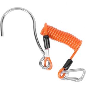 Diving Stainless Steel Single Hook, Spring Anti-Lost Reef Hook with Spiral Coil Lanyard(Orange)