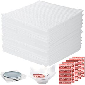عبوة من 100 ملاءة إسفنجية من AOBOPLE، 35.56 سم × 35.56 سم، أوراق لف إسفنجية مع ملصقات هشة، صفائح إسفنجية مبطنة للحركة والتعبئة والتخزين، ومستلزمات النقل in Kuwait