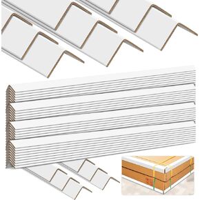 Colarr 150 Pcs White Cardboard Protectors Bulk, 2" x 2" x 48" Shipping Packing Protectors, Paper Shipping V Shaped Board Cardboard Guard for Corners of Boxes and Stabilize Shipments Shipping Flat