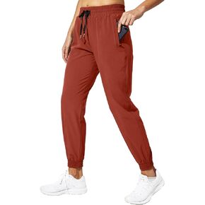 MIER Women's Lightweight Jogger Pants with Zipper Pockets Running Athletic Hiking Travel Drawstring Pants, Quick Dry