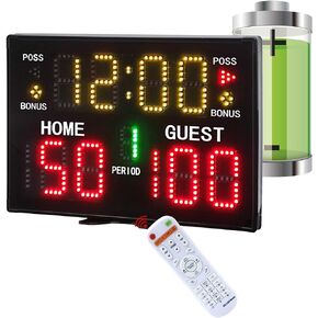 GANXIN Battery Powered Digital Basketball Scoreboard with Remote, Portable Tabletop Electronic Scoreboard with Buzzer, Game Timer with Score Keeper for Game Sports